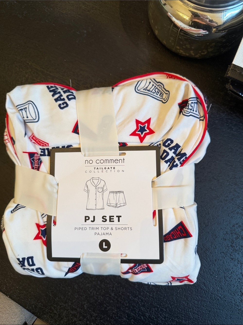 Tailgate Collection White & Red Star PJ Set football theme - Picture 2 of 5